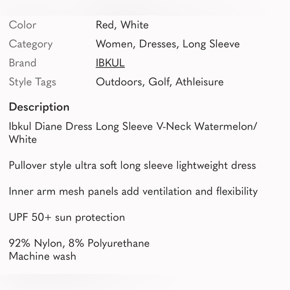 Ibkul Diane Dress Long Sleeve V-Neck Watermelon/White - Picture 5 of 5